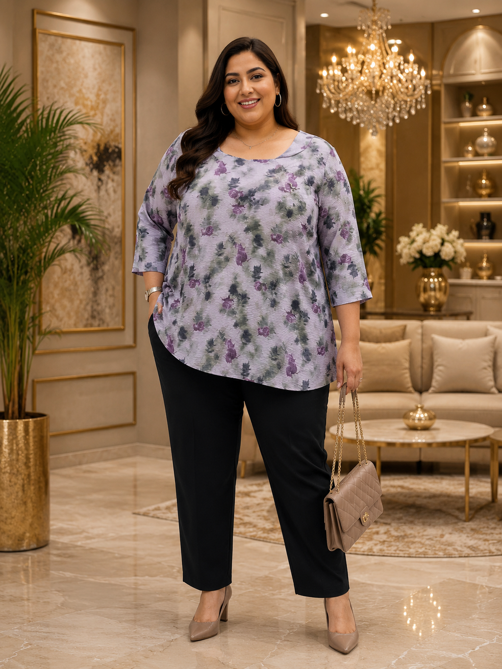 Printed Power Net Relaxed Fit Top
