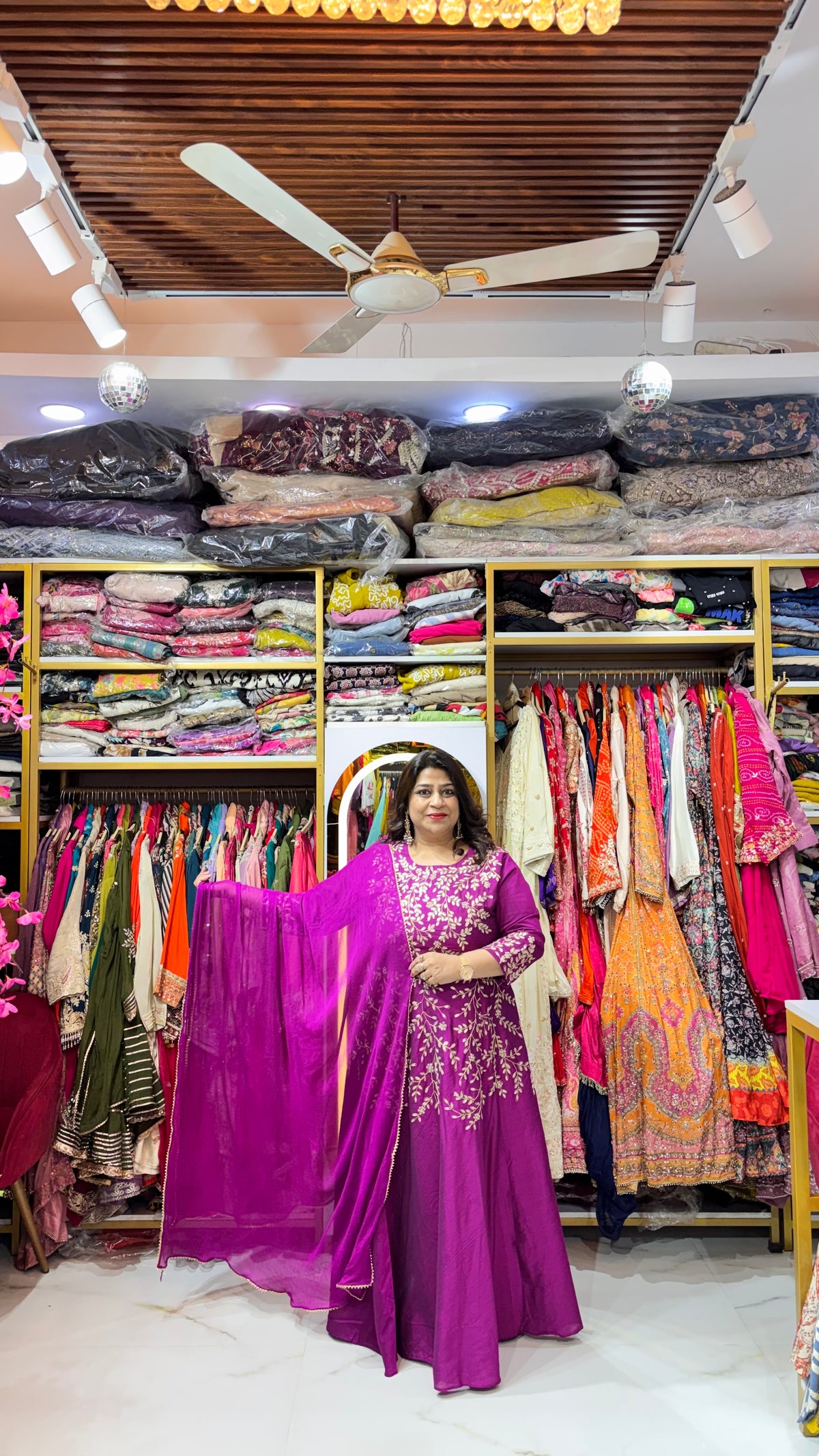 Raw Silk Gota Patti Gown with Chiffon Duppata