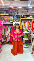 Festive 4-Piece Bustier Set with Jacket, Divider Pants & Dupatta