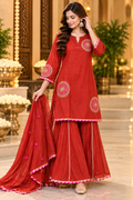 Straight Suit Set with Kalidar Divider Pants & Gota Patti Detailing