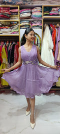 Fit & Flare Midi Dress with Sequin Belt