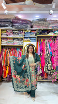 Crepe Digital Print Suit with Mirrorwork