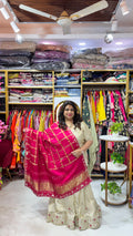 Tissue Embroidered Gota Patti Lehenga Set with Pink Bandhani Dupatta