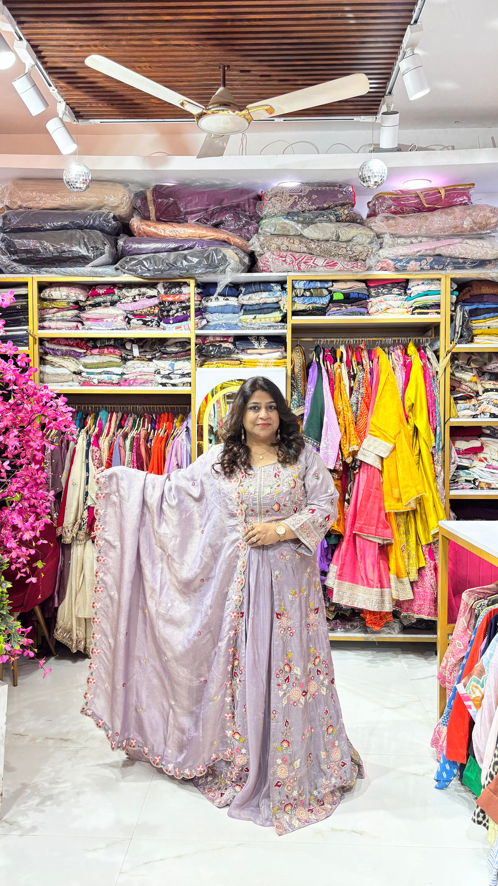 Hand Embroidered Anarkali with Skirt