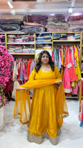 Shimmer Tissue 2 Piece Flared Anarkali with Lace Detail Dupatta