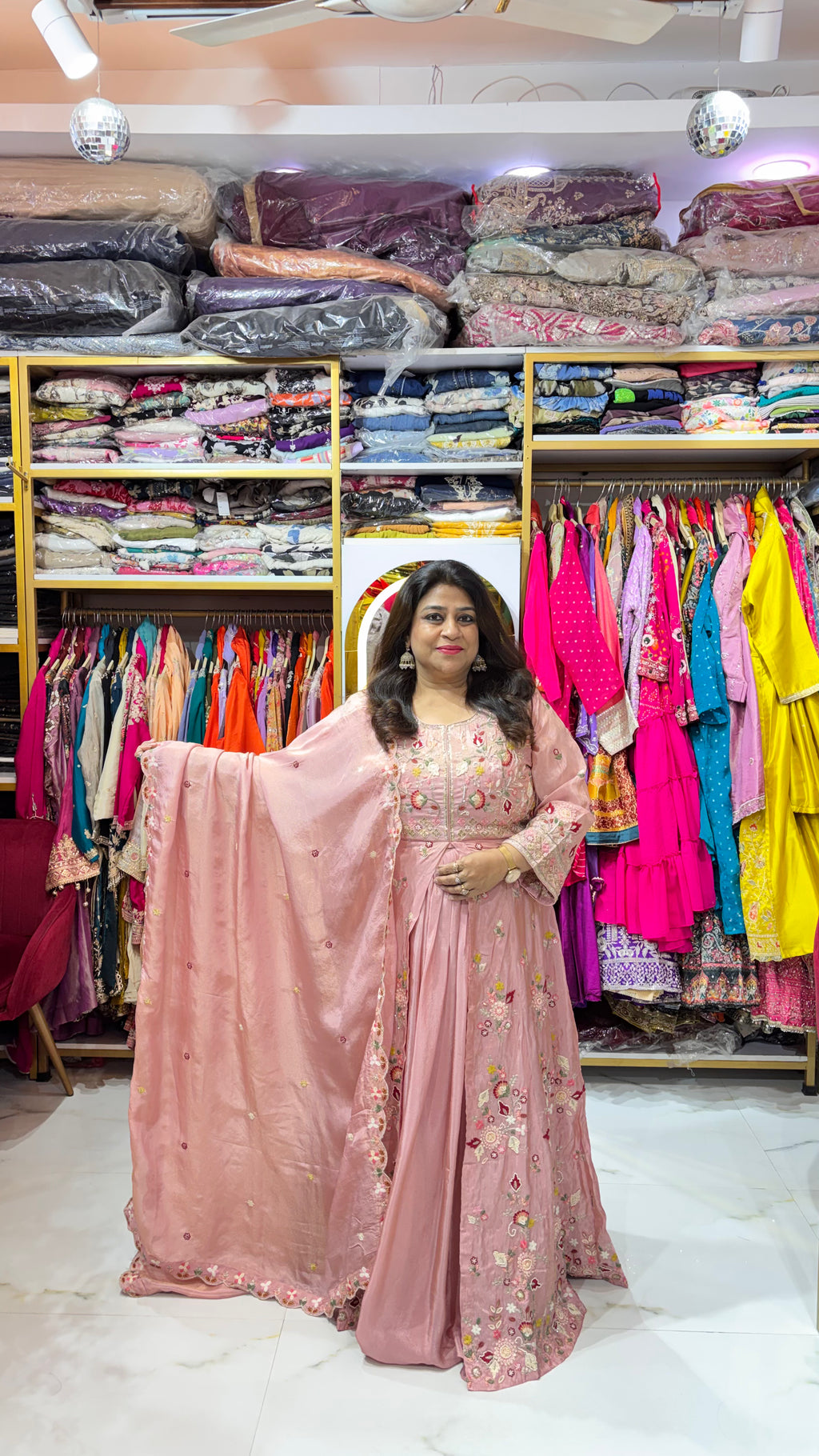 Hand Embroidered Anarkali with Skirt
