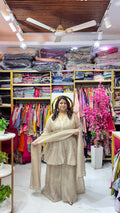 Indo-Western Peplum Set with Divider Pants & Dupatta