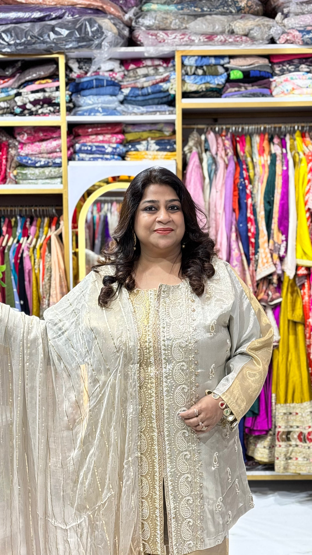 Embroidered Indo-Western Co-ord Set with Dupatta