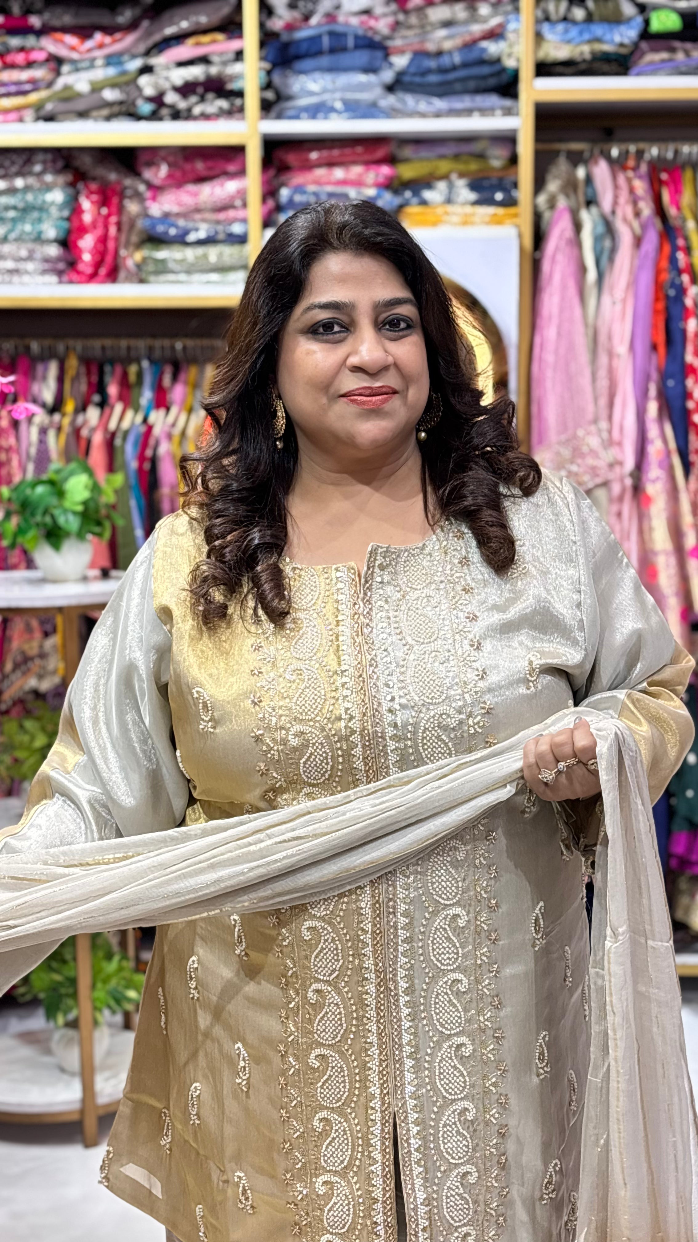 Embroidered Indo-Western Co-ord Set with Dupatta