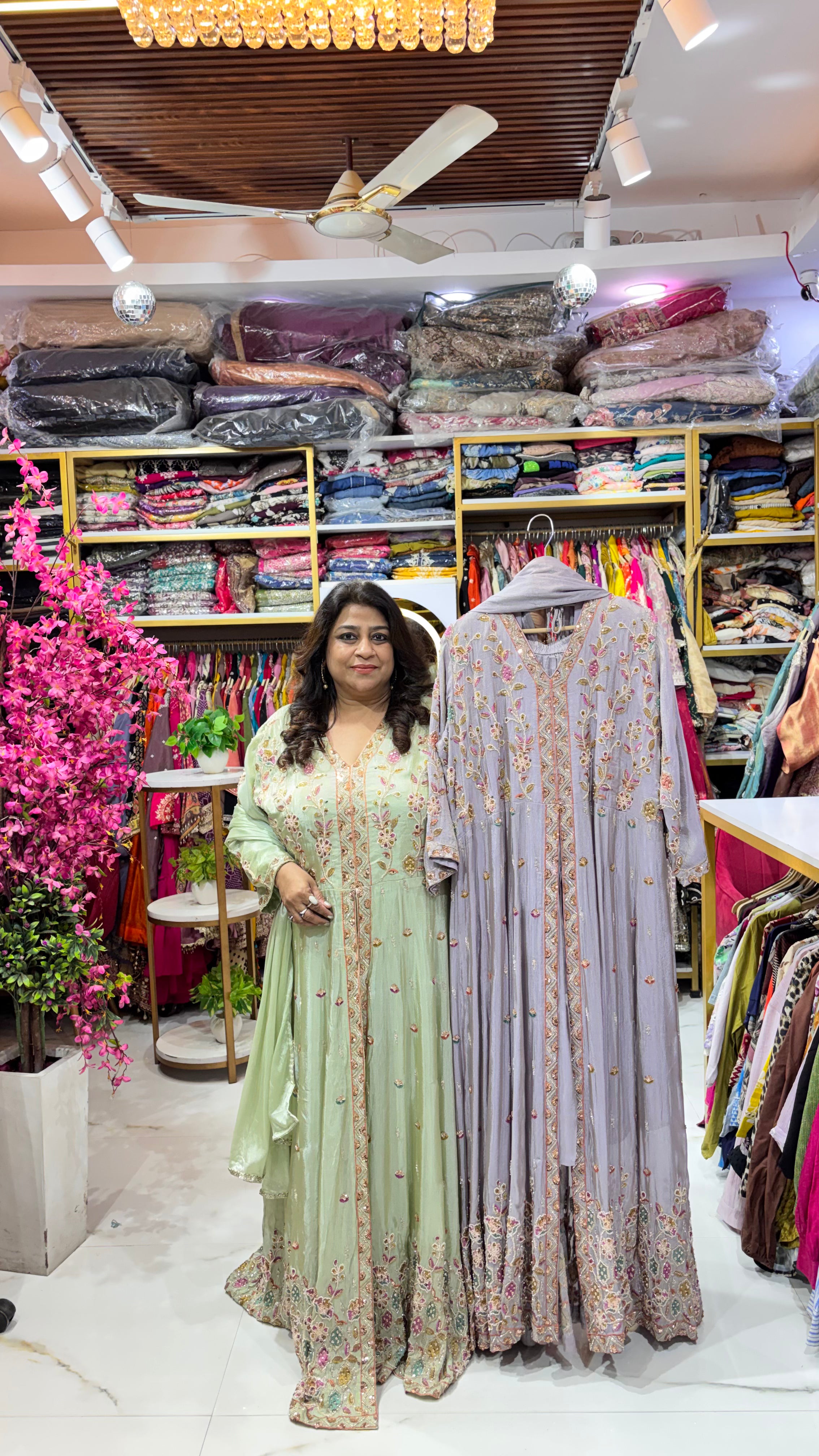 Front-Slit Anarkali Set with Divider Pants