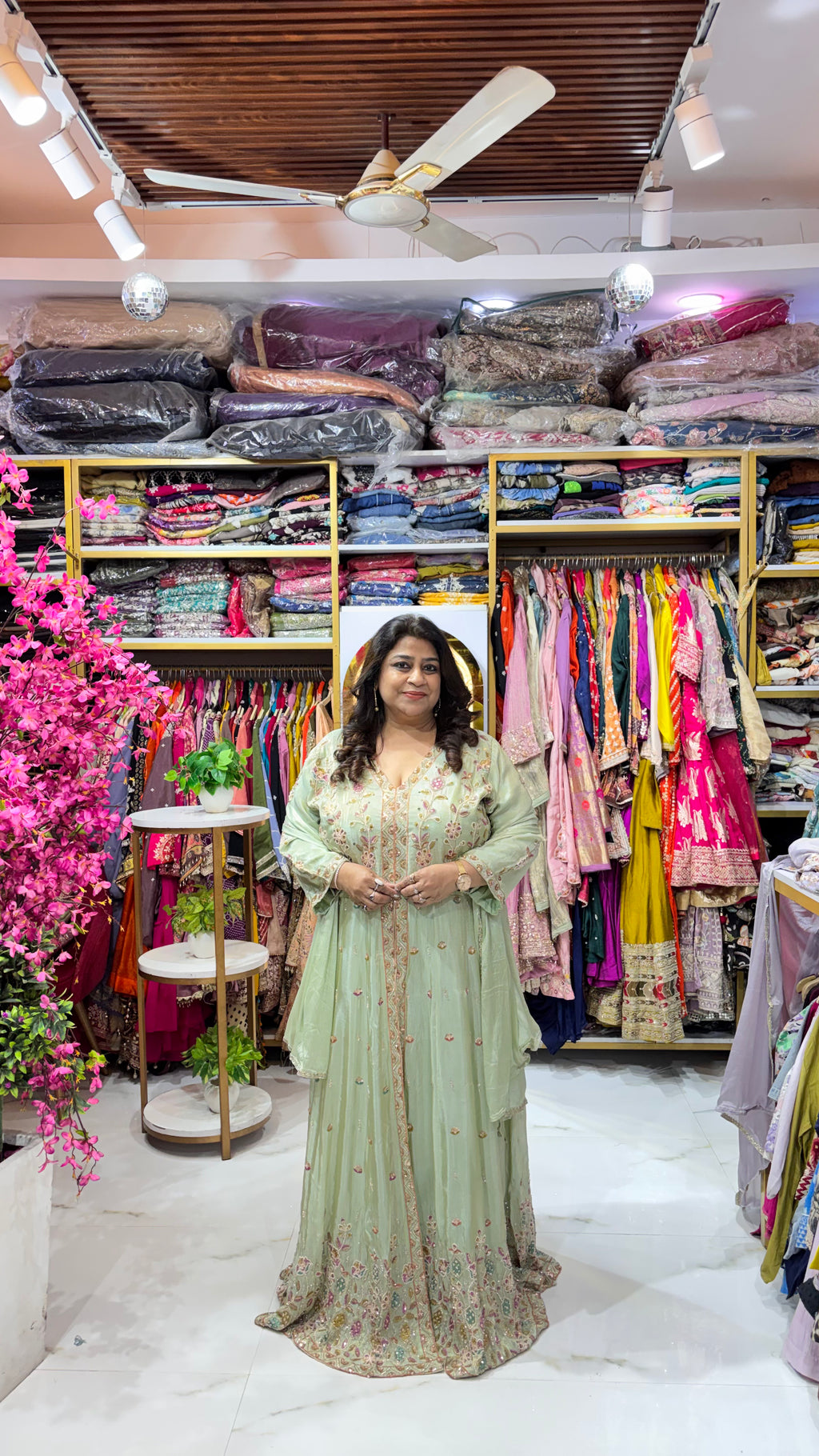 Front-Slit Anarkali Set with Divider Pants