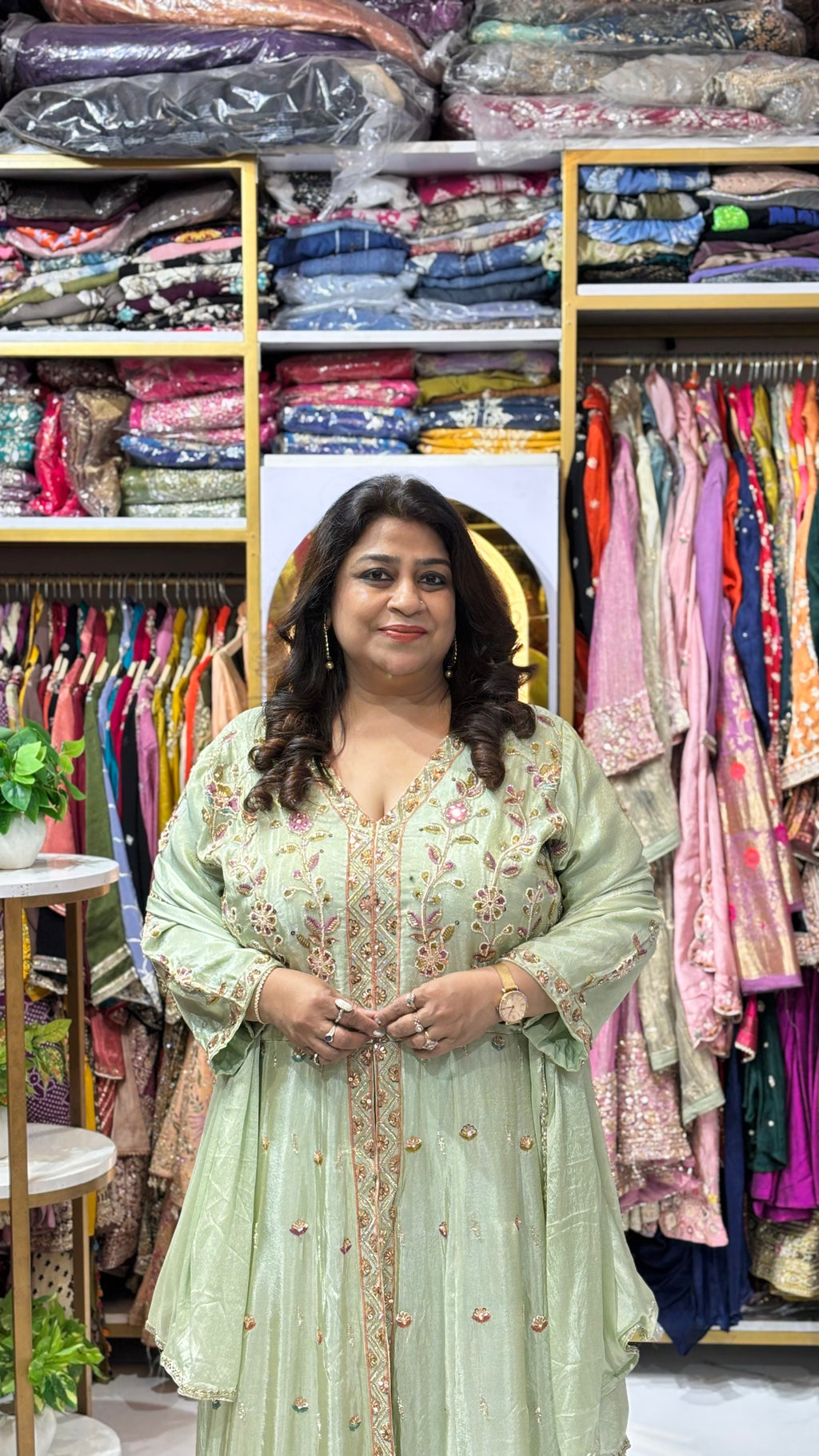Front-Slit Anarkali Set with Divider Pants