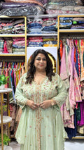 Front-Slit Anarkali Set with Divider Pants
