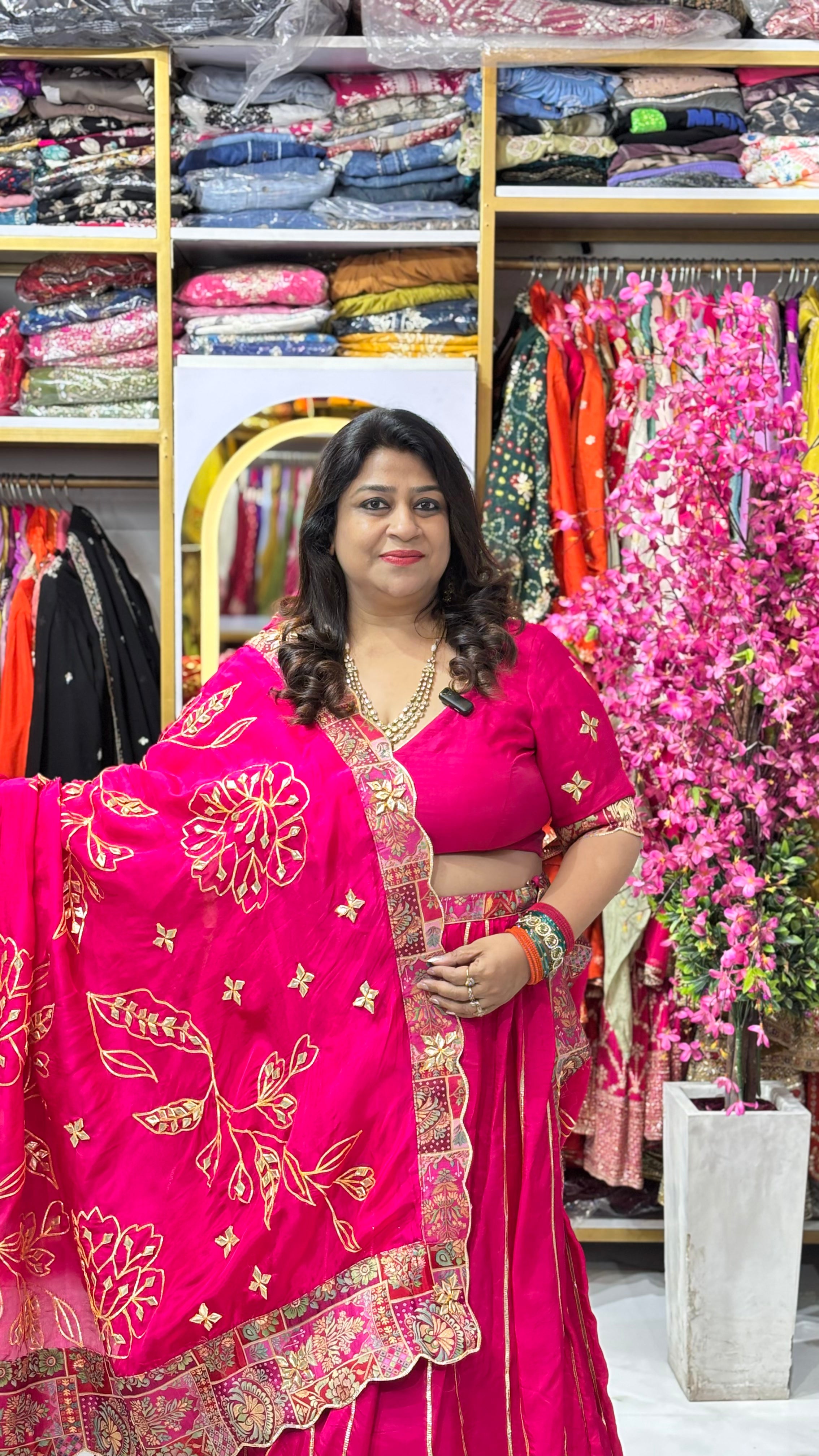 Gota Patti 3-Piece Lehenga Set with Banarasi Border