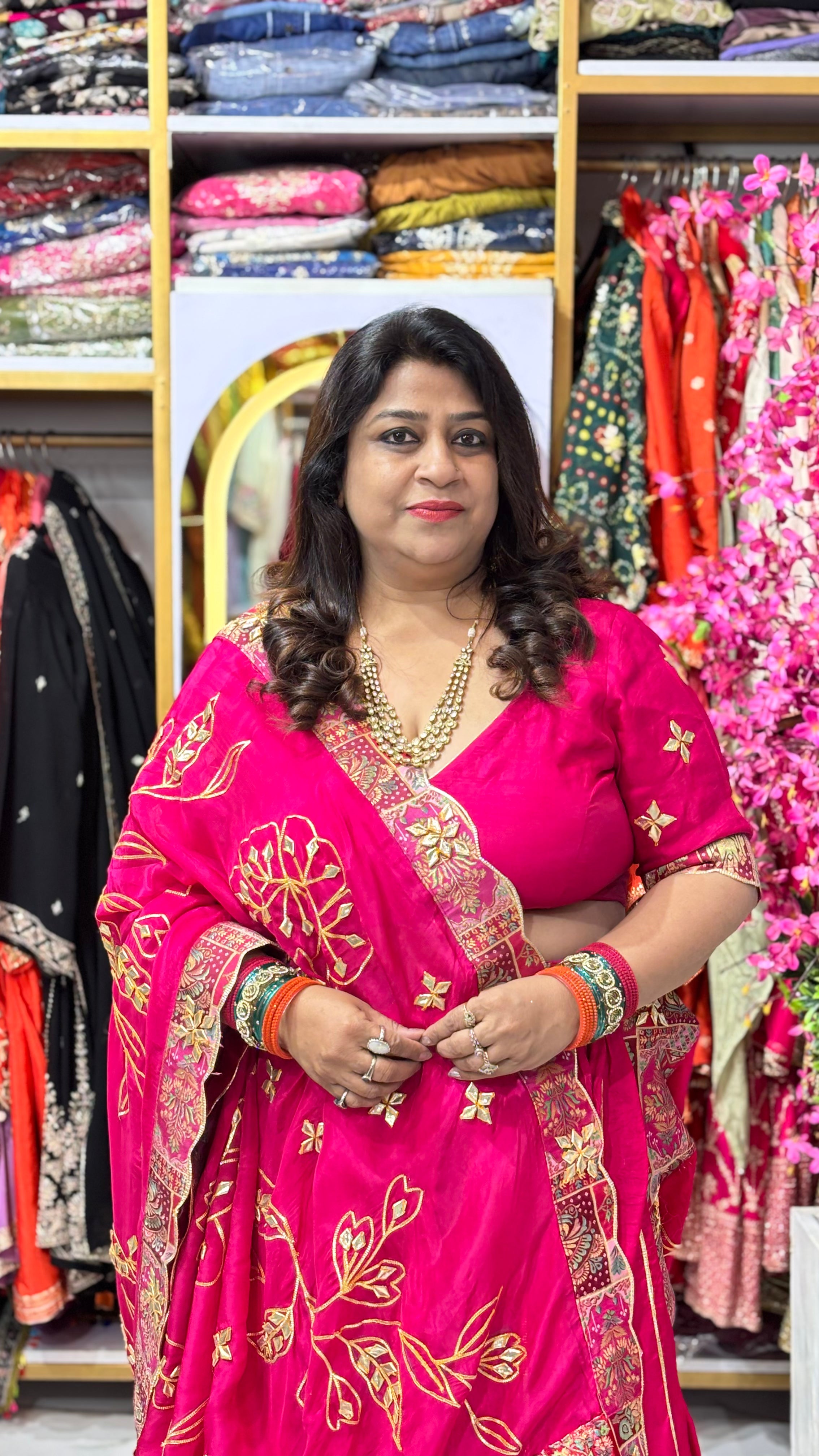 Gota Patti 3-Piece Lehenga Set with Banarasi Border