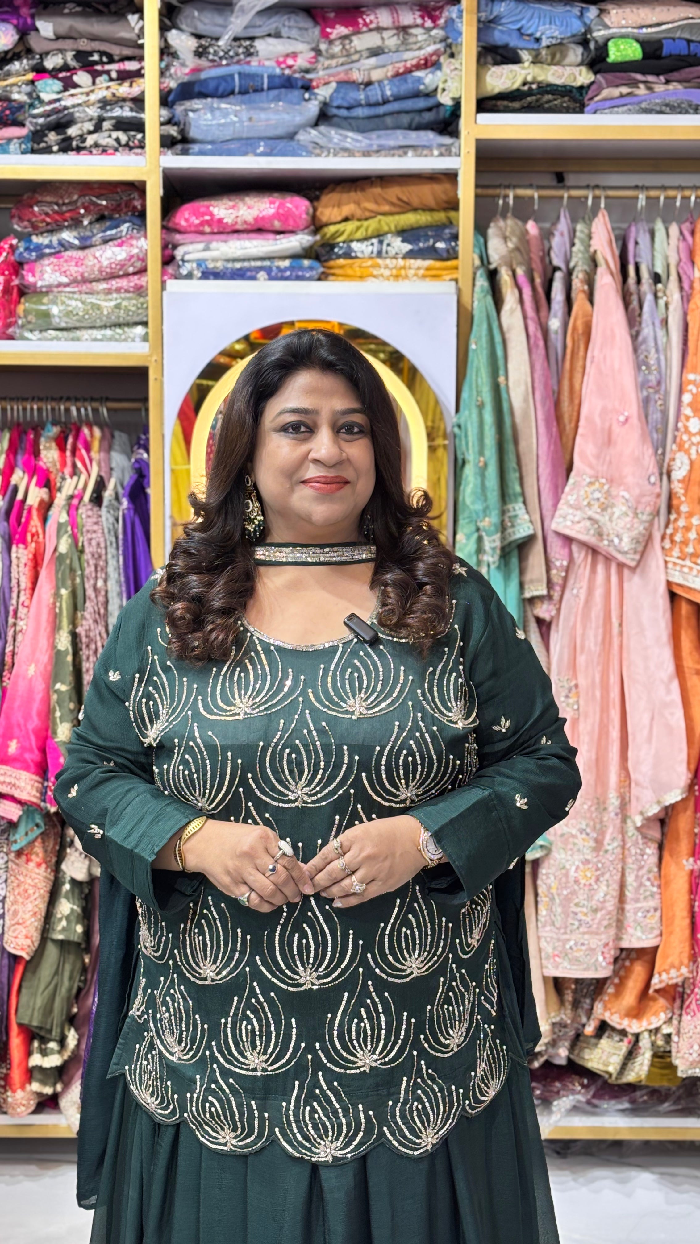 Chinnon 3-Piece Kurta Skirt Set with Embellished Detailing