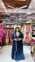 Ombre Drape Gown with Cutdana, Zardozi & Pearl Work