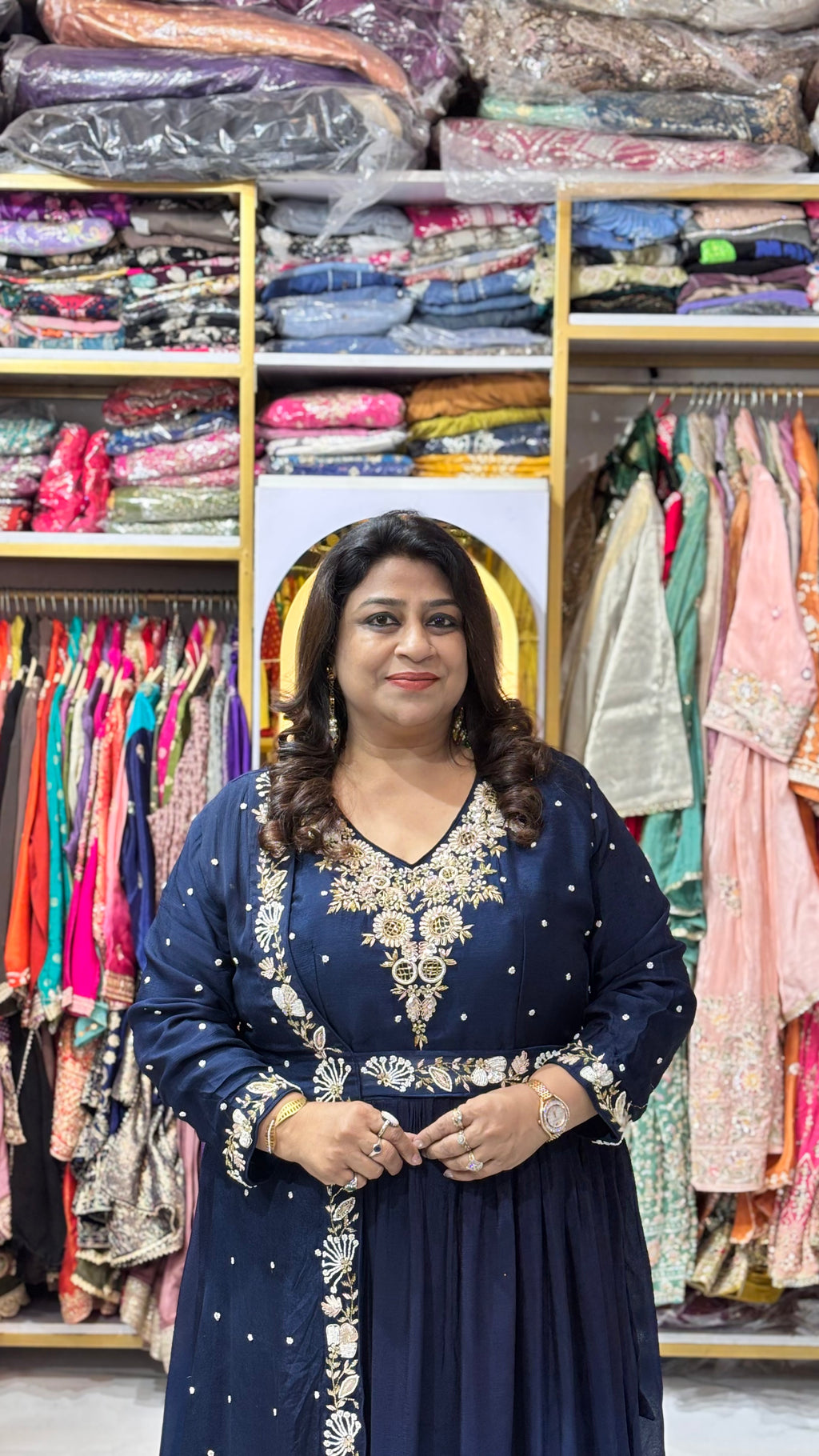 Ombre Drape Gown with Cutdana, Zardozi & Pearl Work
