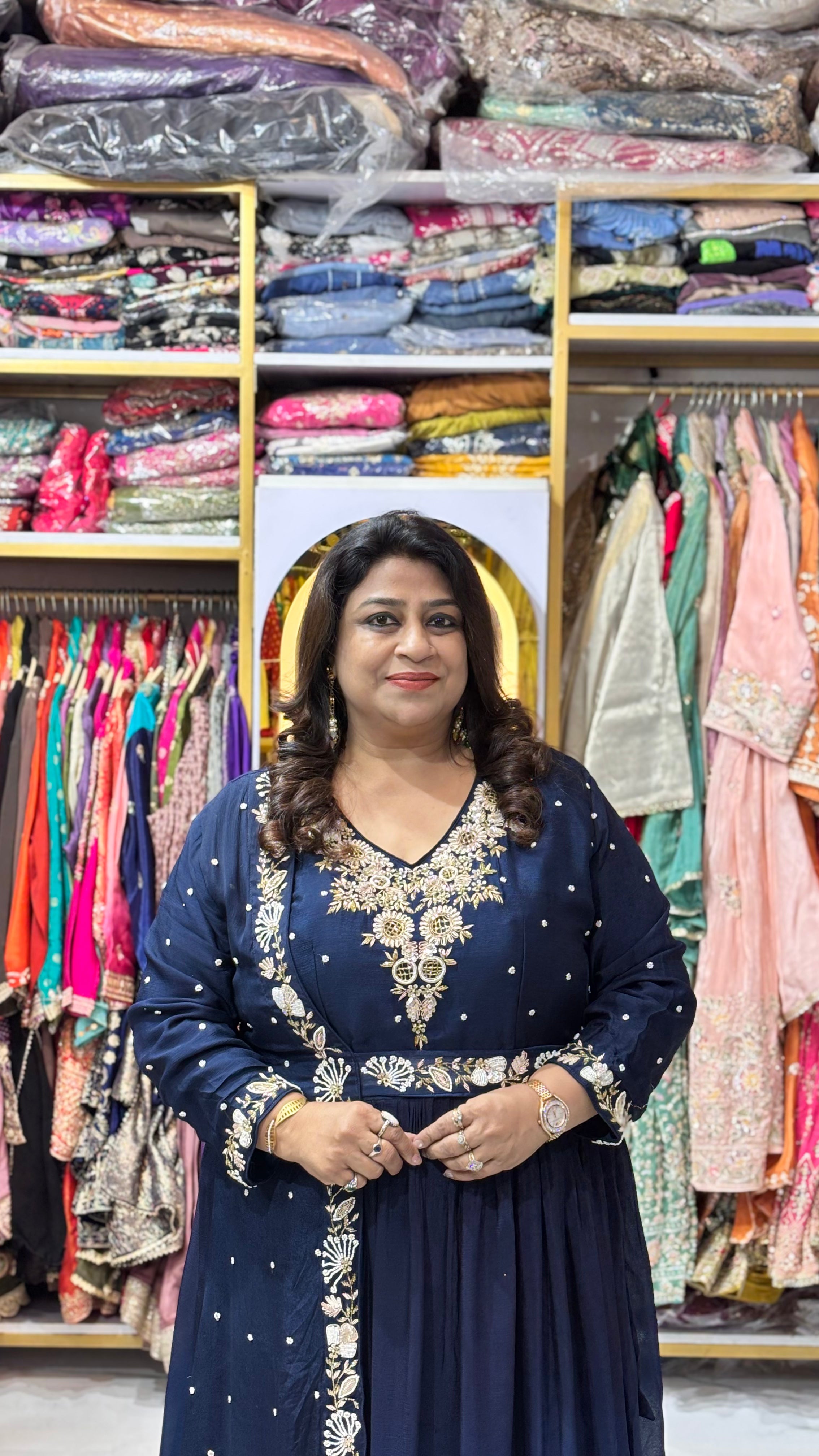Ombre Drape Gown with Cutdana, Zardozi & Pearl Work