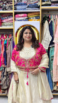 Shimmer Tissue Bandhani Jacket Skirt Set with Mirror & Gota Patti Work