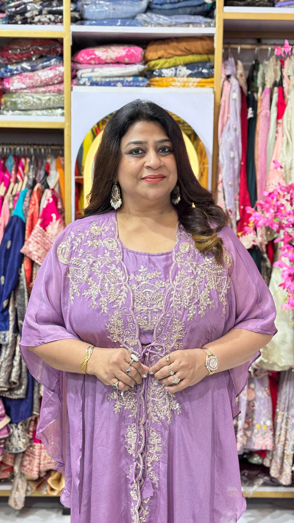 Zardozi Embellished Cape Set with Bustier & Divider Pants