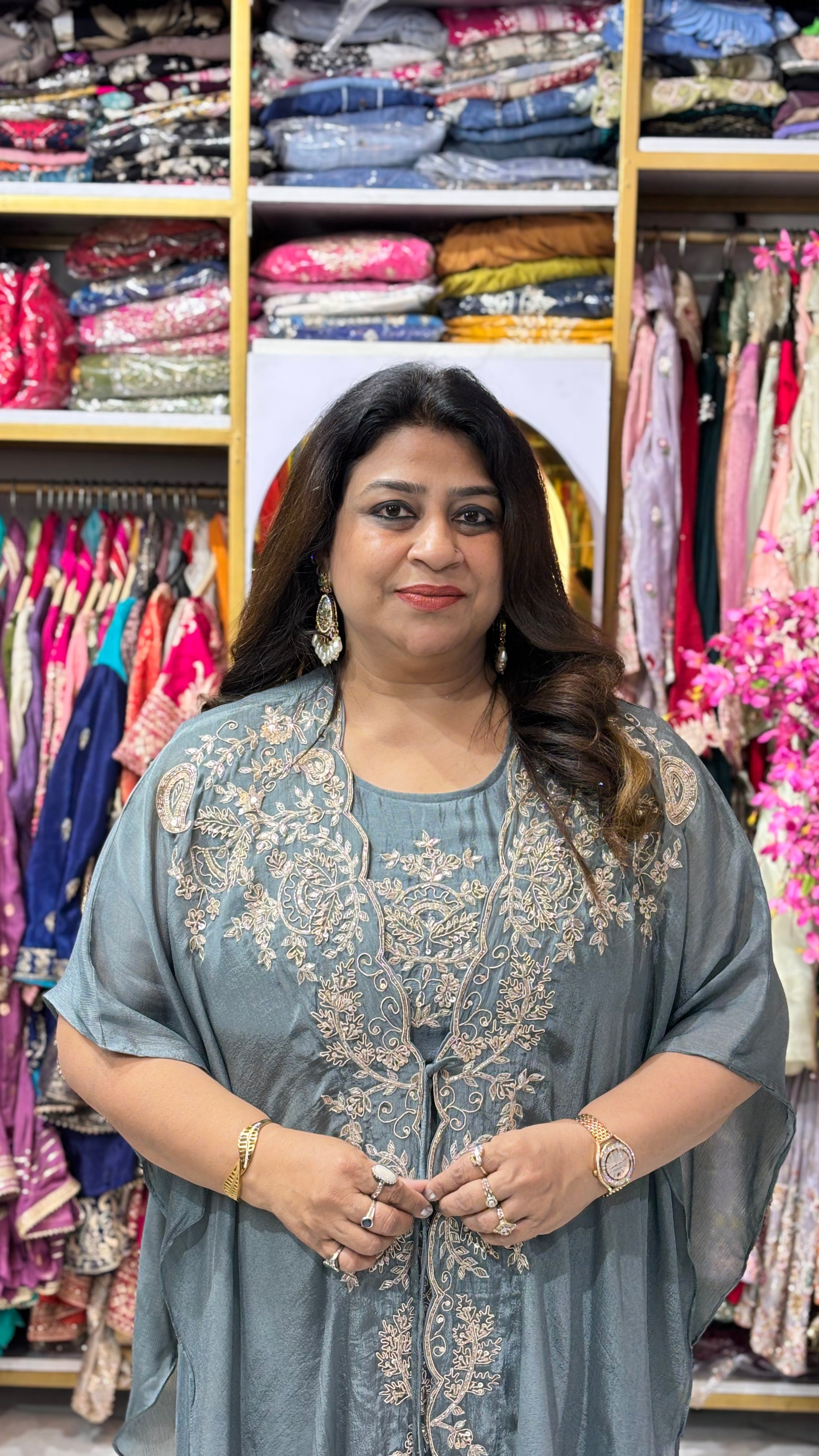 Zardozi Embellished Cape Set with Bustier & Divider Pants