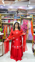 Floral Embellished Kurta Skirt Set with Dupatta