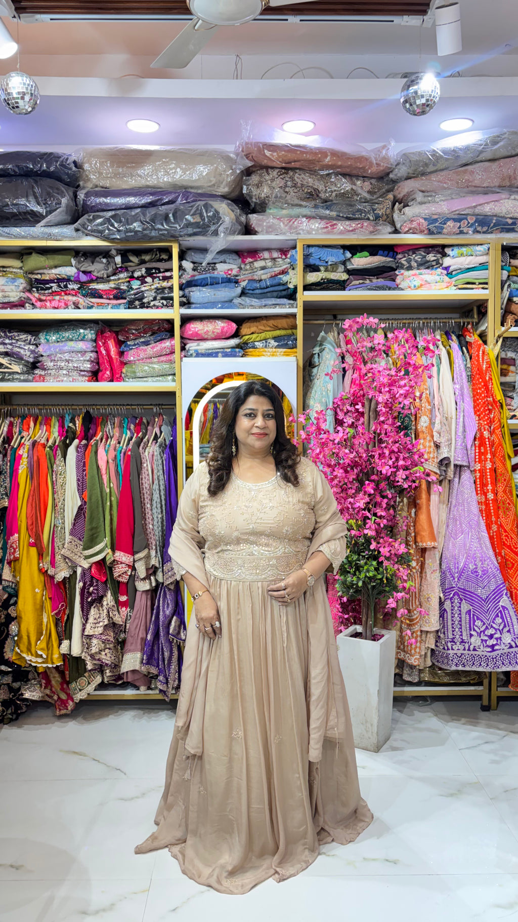Embellished Indo-Western Gown with Statement Belt & Dupatta