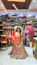 Unstitched Rajasthani-Inspired Multicolour Kalidar Lehenga with Heavy Embroidery