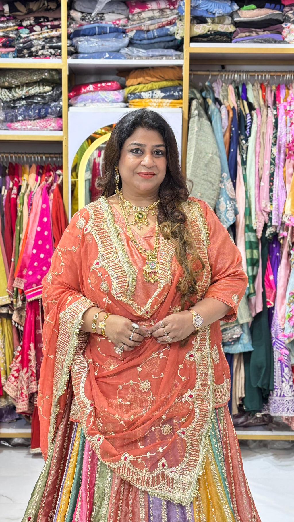 Unstitched Rajasthani-Inspired Multicolour Kalidar Lehenga with Heavy Embroidery