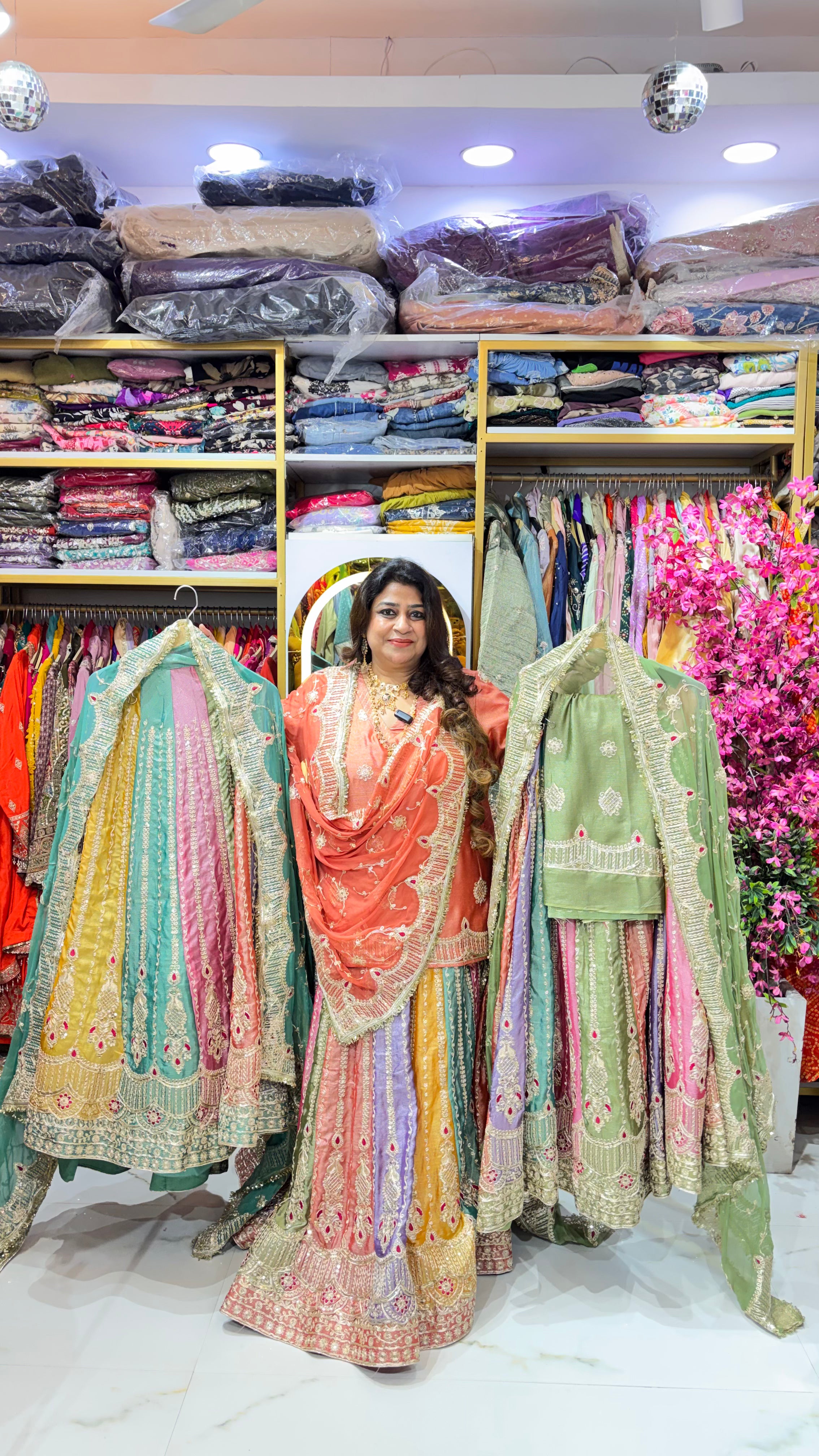 Unstitched Rajasthani-Inspired Multicolour Kalidar Lehenga with Heavy Embroidery