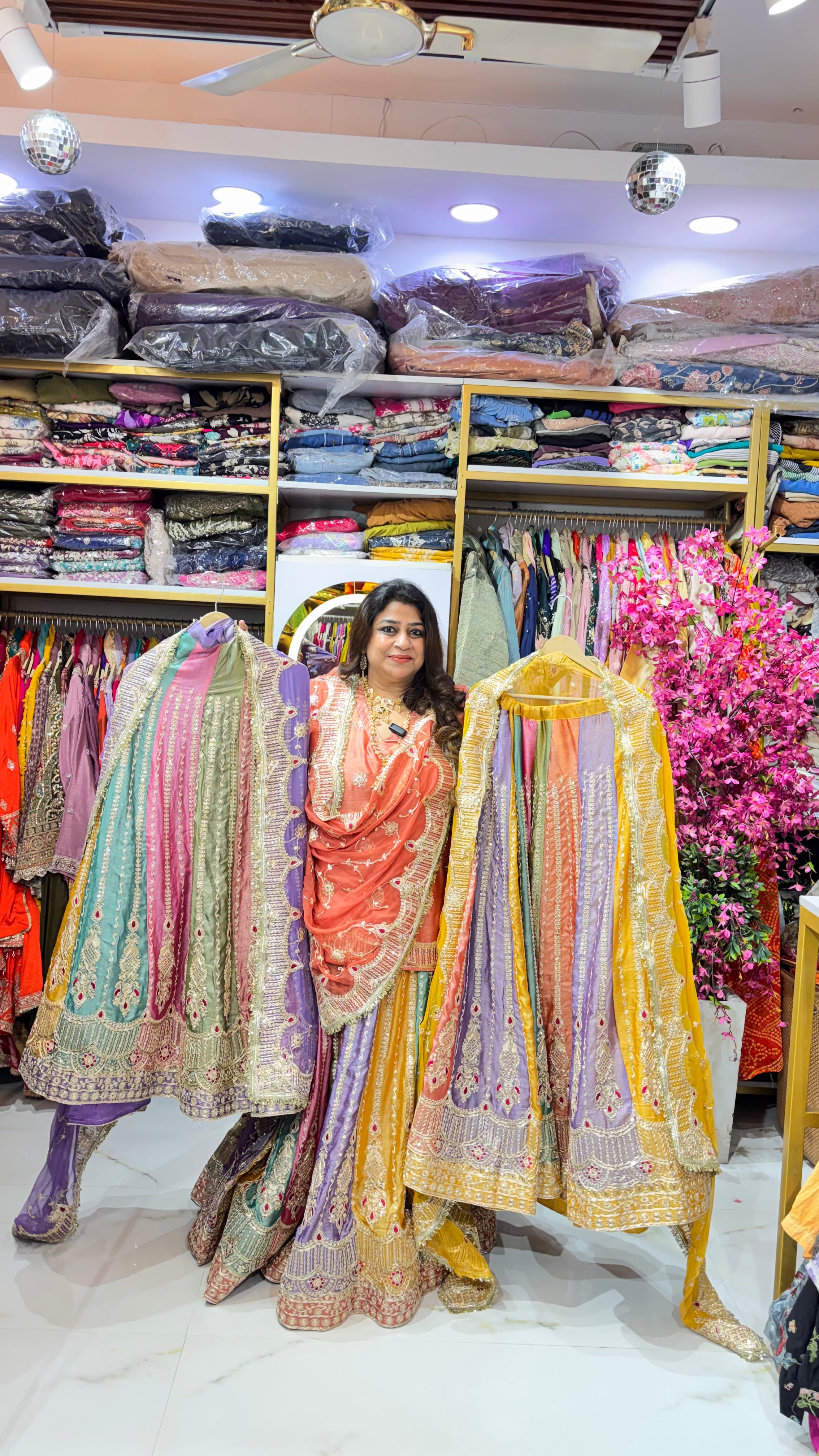 Unstitched Rajasthani-Inspired Multicolour Kalidar Lehenga with Heavy Embroidery