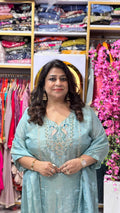 Delicately Embellished 3-Piece Kurta Set with Divider Pants & Dupatta