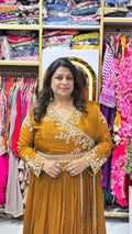 Sculpted Indo-Fusion Drape Gown with Embellished Waistline