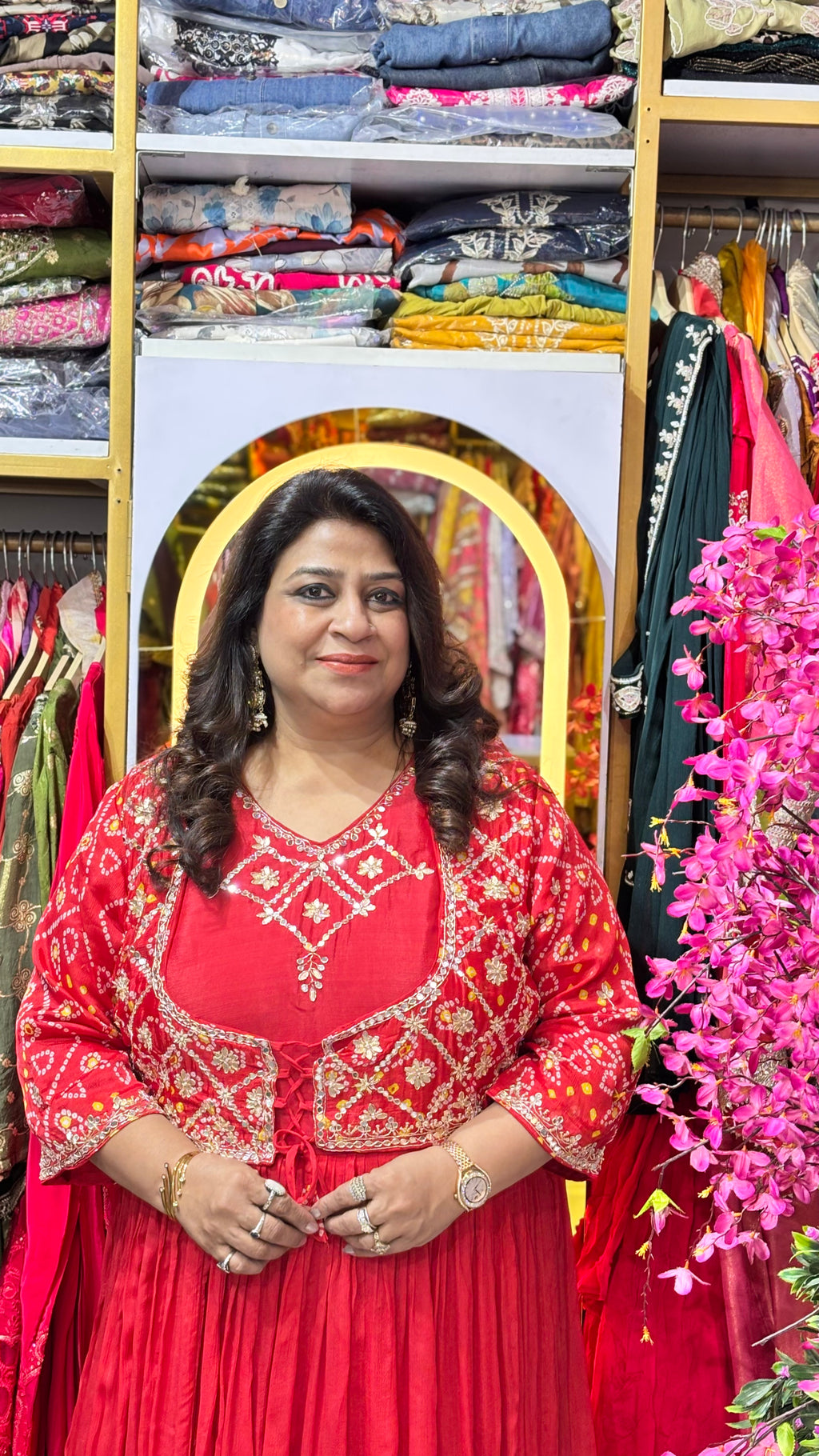 Regal Pure Chinnon Gown with Attached Gota Patti Jacket