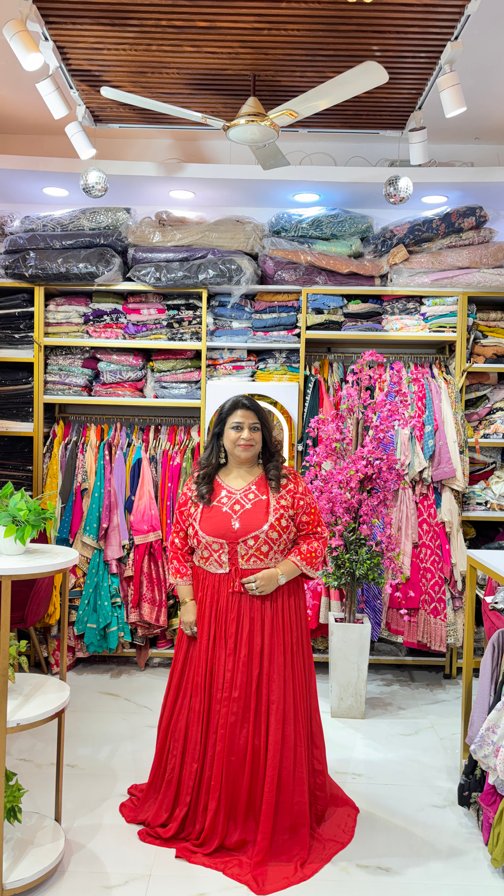 Regal Pure Chinnon Gown with Attached Gota Patti Jacket