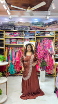 Cutdana Blouse & Skirt Set with Pre-Draped Dupatta