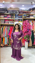 Floral Motif 3-Piece Suit Set with Flowy Pants & Dupatta
