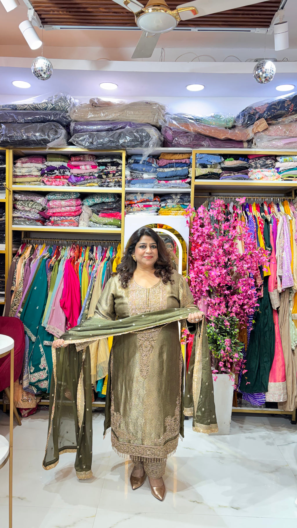 Pakistani-Inspired Brocade Tissue Suit Set with Statement Beadwork