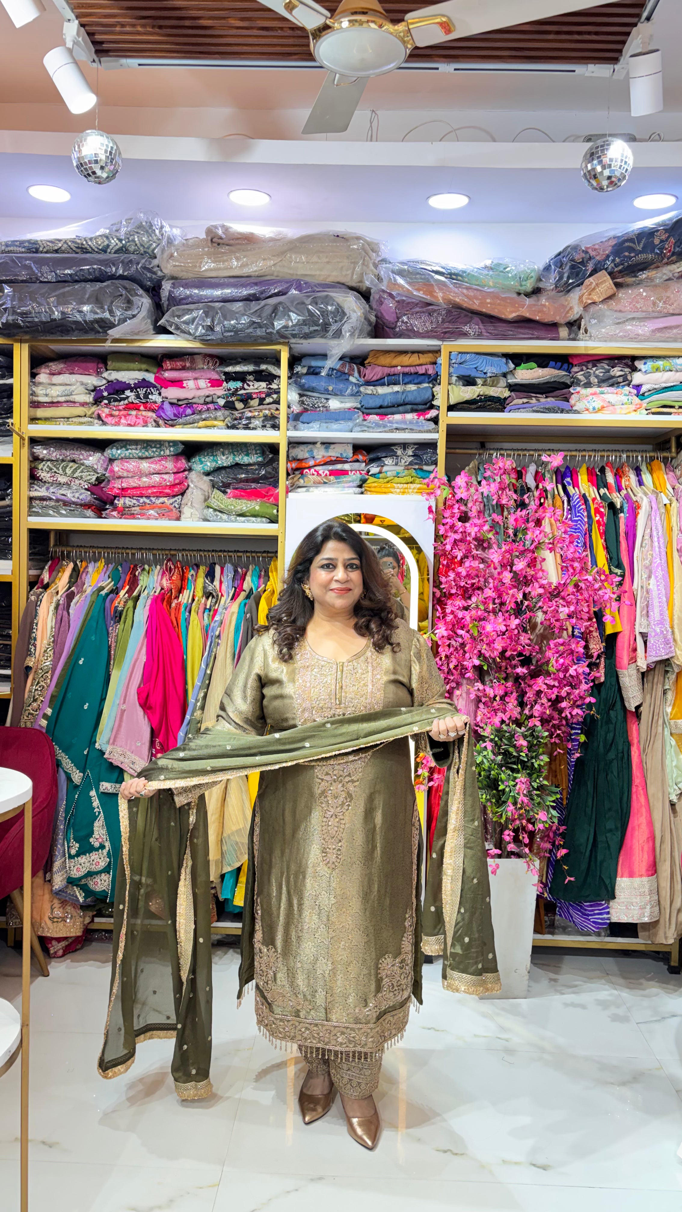 Pakistani-Inspired Brocade Tissue Suit Set with Statement Beadwork