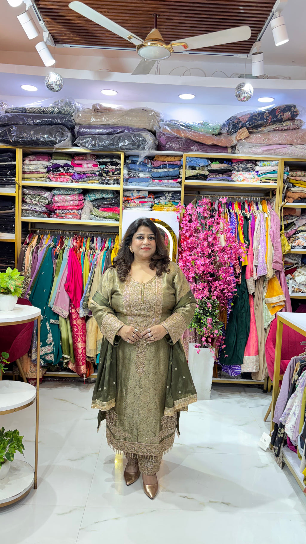 Pakistani-Inspired Brocade Tissue Suit Set with Statement Beadwork