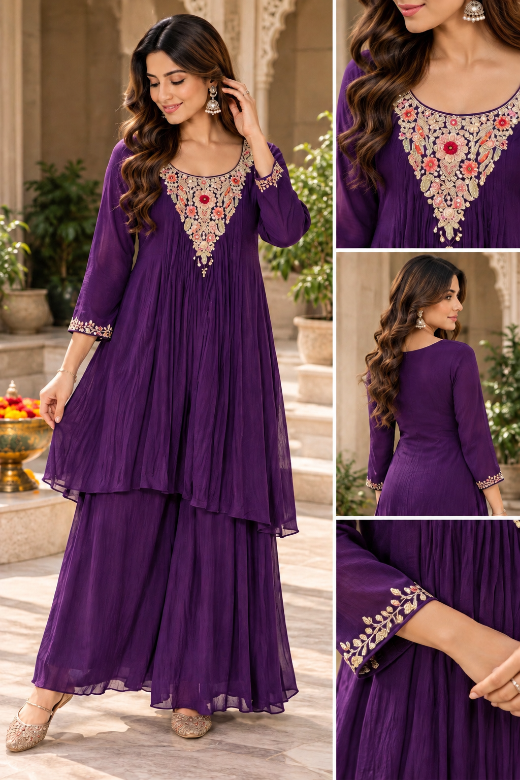Flared Chinnon Co-ord Set with Handwork Detailing