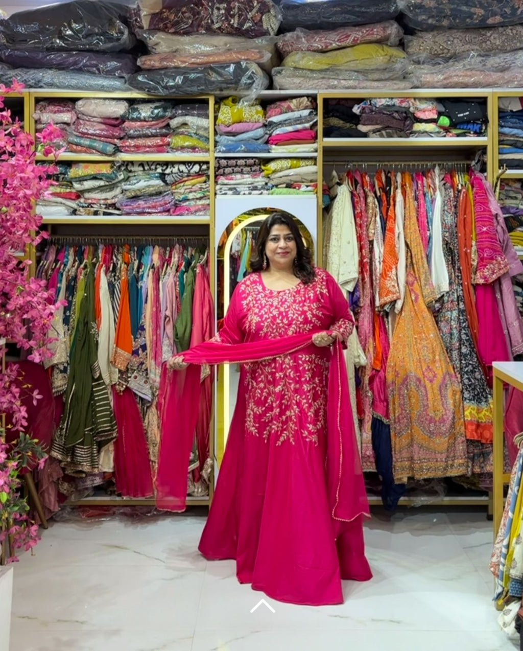 Raw Silk Gota Patti Gown with Chiffon Duppata