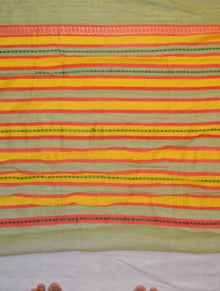 012 green orange stripes sari border