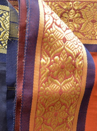 019 orange purple sari details